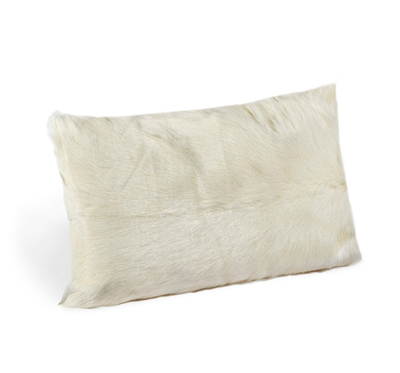 Goat Skin Ivory Bolster Pillow 1