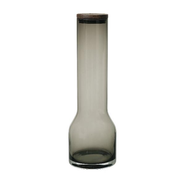 LUNGO Water Carafe in Smoke 37oz  with Oak Lid