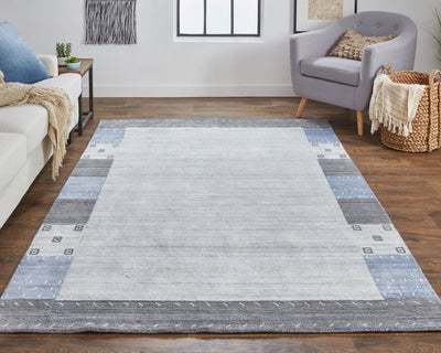 Yurie Hand Knotted Light Gray and Denim Blue Rug by BD Fine Roomscene Image 1