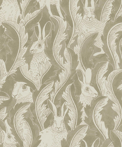 Hares in Hiding Wallpaper in Taupe grid__image-ratio-95